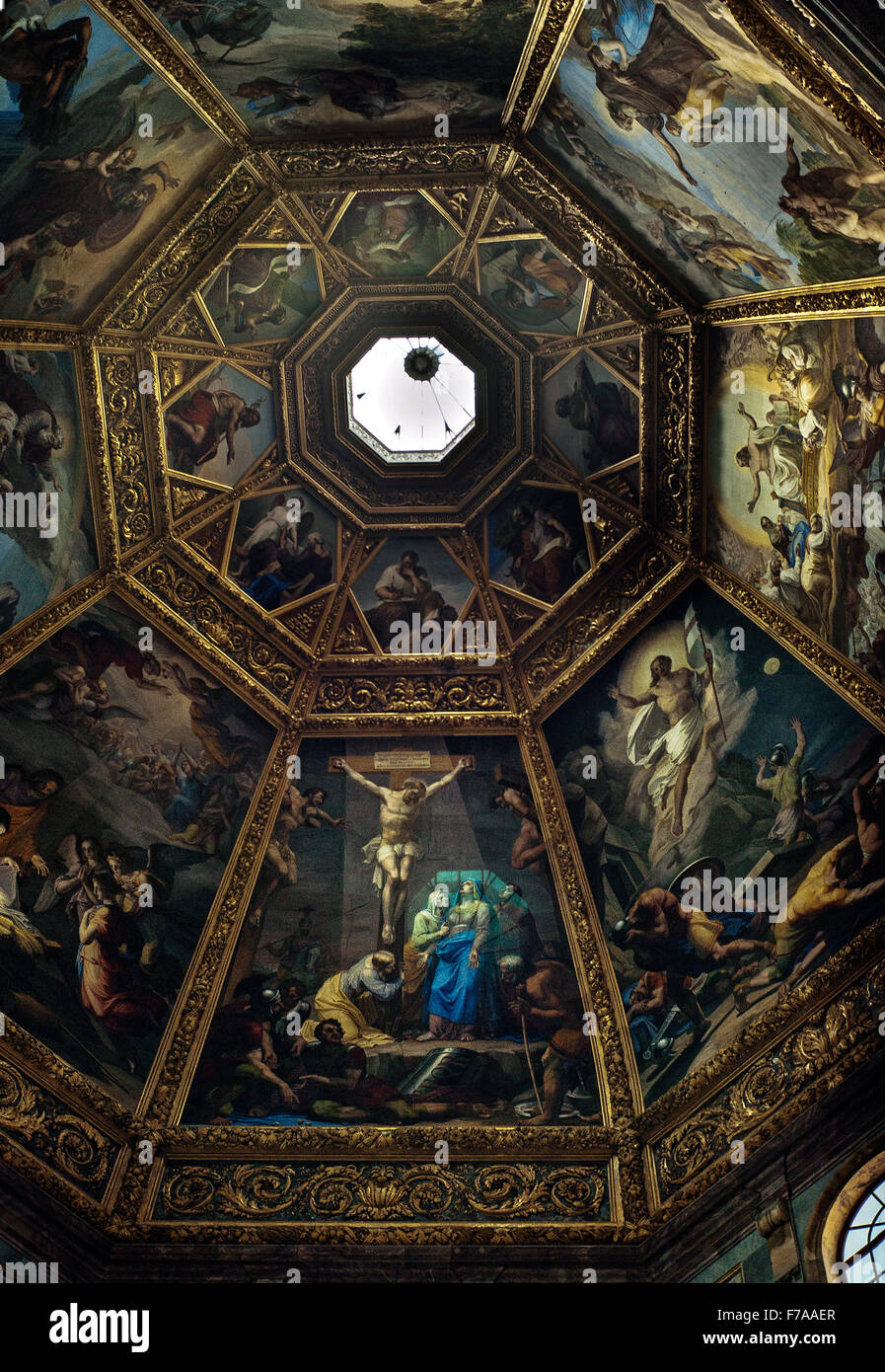 Medici bemalte Decke der Kapelle der Fürsten. Architekt: Matteo Nagetti und Bernardo Buontalenti Medici-Kapellen, Florenz Stockfoto