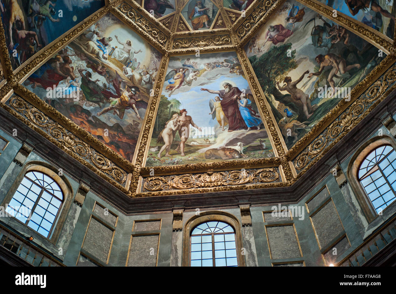 Medici bemalte Decke der Kapelle der Fürsten. Architekt: Matteo Nagetti und Bernardo Buontalenti Medici-Kapellen, Florenz Stockfoto
