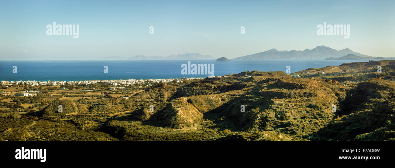 Ägäis-Landschaft. Ein Blick von der griechischen Insel Kos. Stockfoto