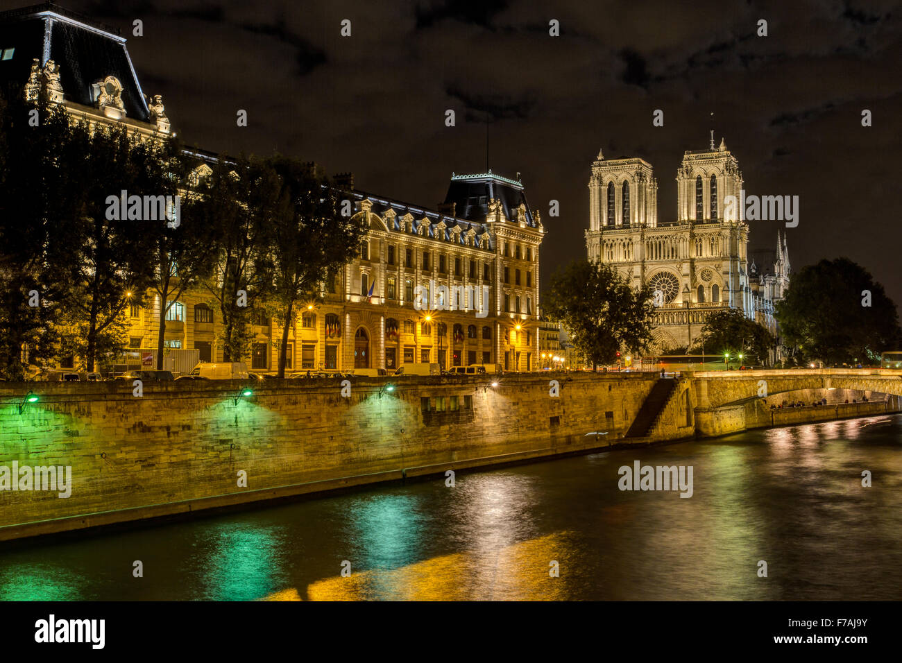 Nacht Foto von Notre Dame, Paris Frankreich Stockfoto