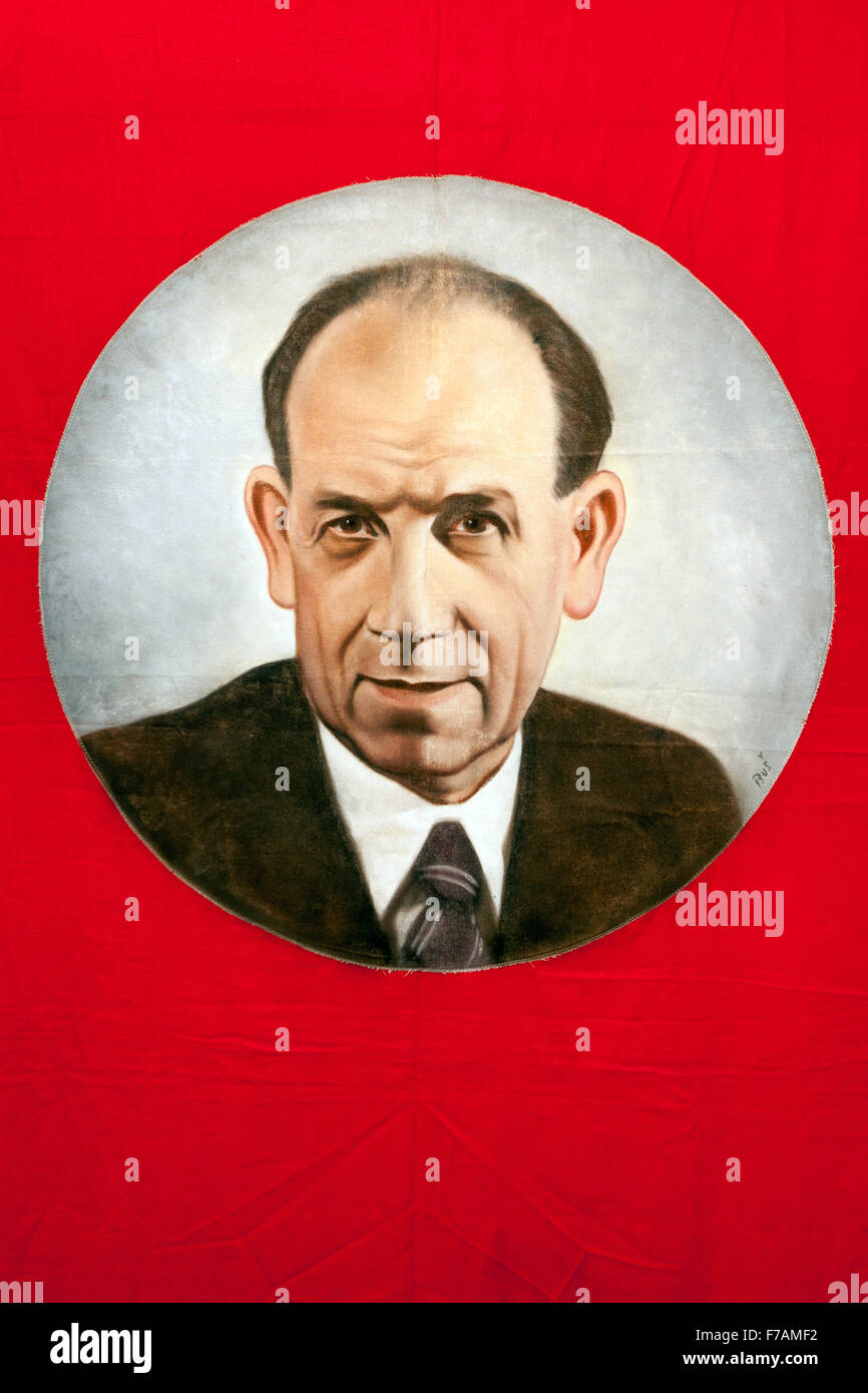 Porträt des zweiten kommunistischen Präsidenten Antonin Zapotocky (1953-1957) Stockfoto