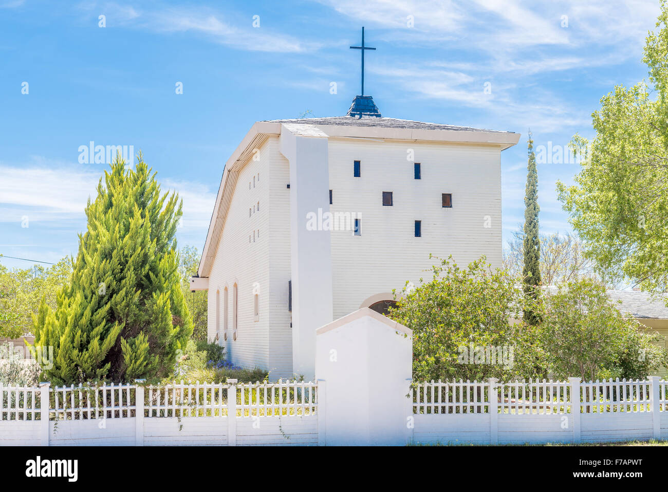 BLOEMFONTEIN, Südafrika, 27. November 2015: die deutsche Evangelisch-Lutherische Kirche in Dan Pienaar in Bloemfontein Stockfoto