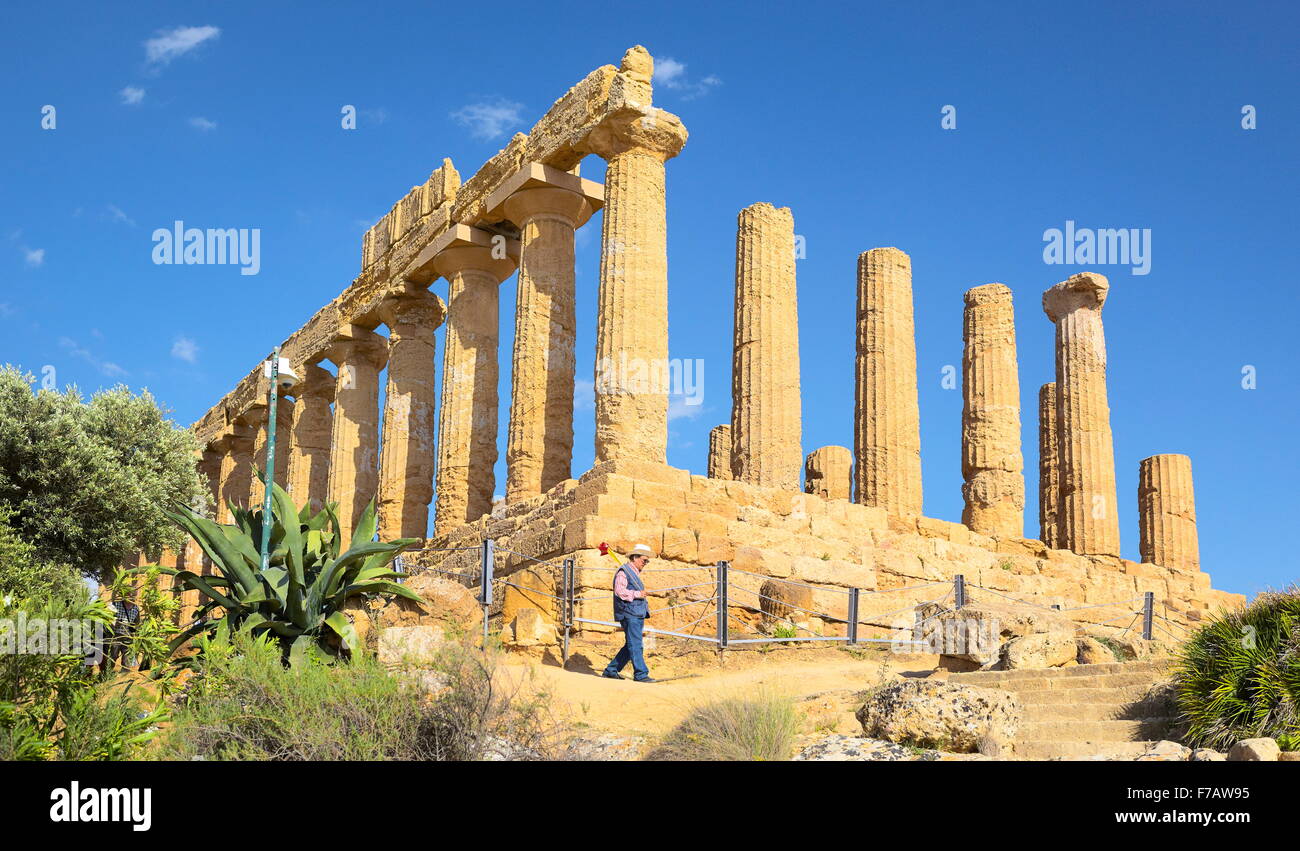 Tempel der Hera im Tal der Tempel in Agrigento, Sizilien, Italien-UNESCO Stockfoto