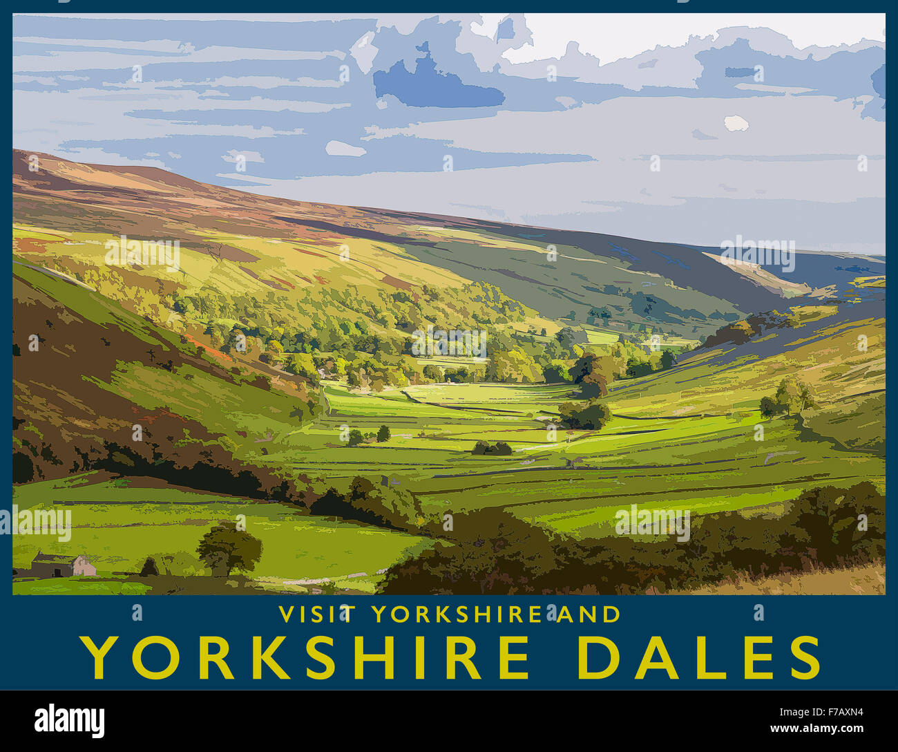 Ein Plakat Stil Illustration aus einem Foto Littondale, Yorkshire Dales National Park, North Yorkshire, England, UK Stockfoto