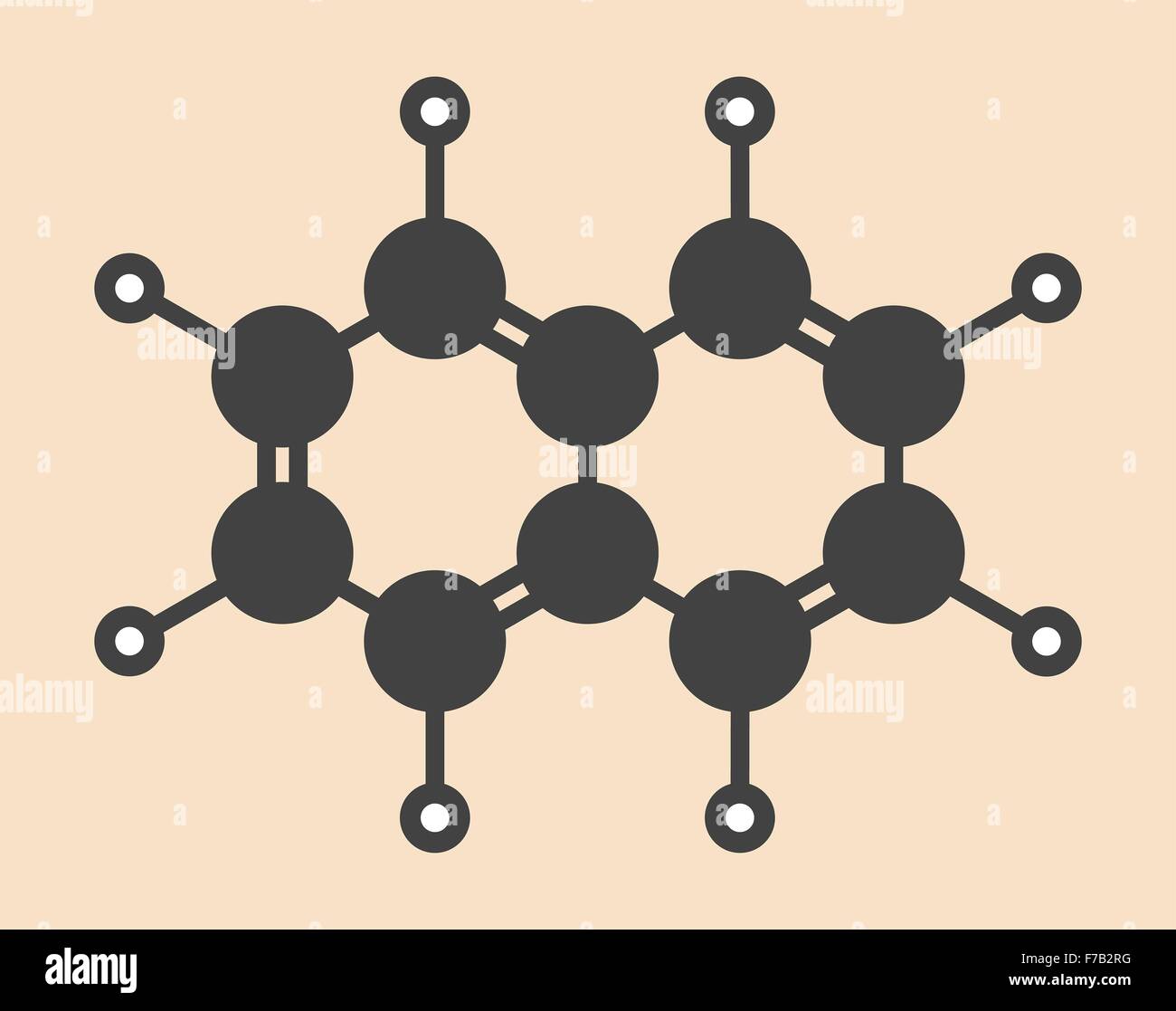 Naphthalin aromatischen Kohlenwasserstoff Molekül. Als Mottenkugeln Zutat verwendet. Stilisierte Skelettformel (chemische Struktur). Atome Stockfoto
