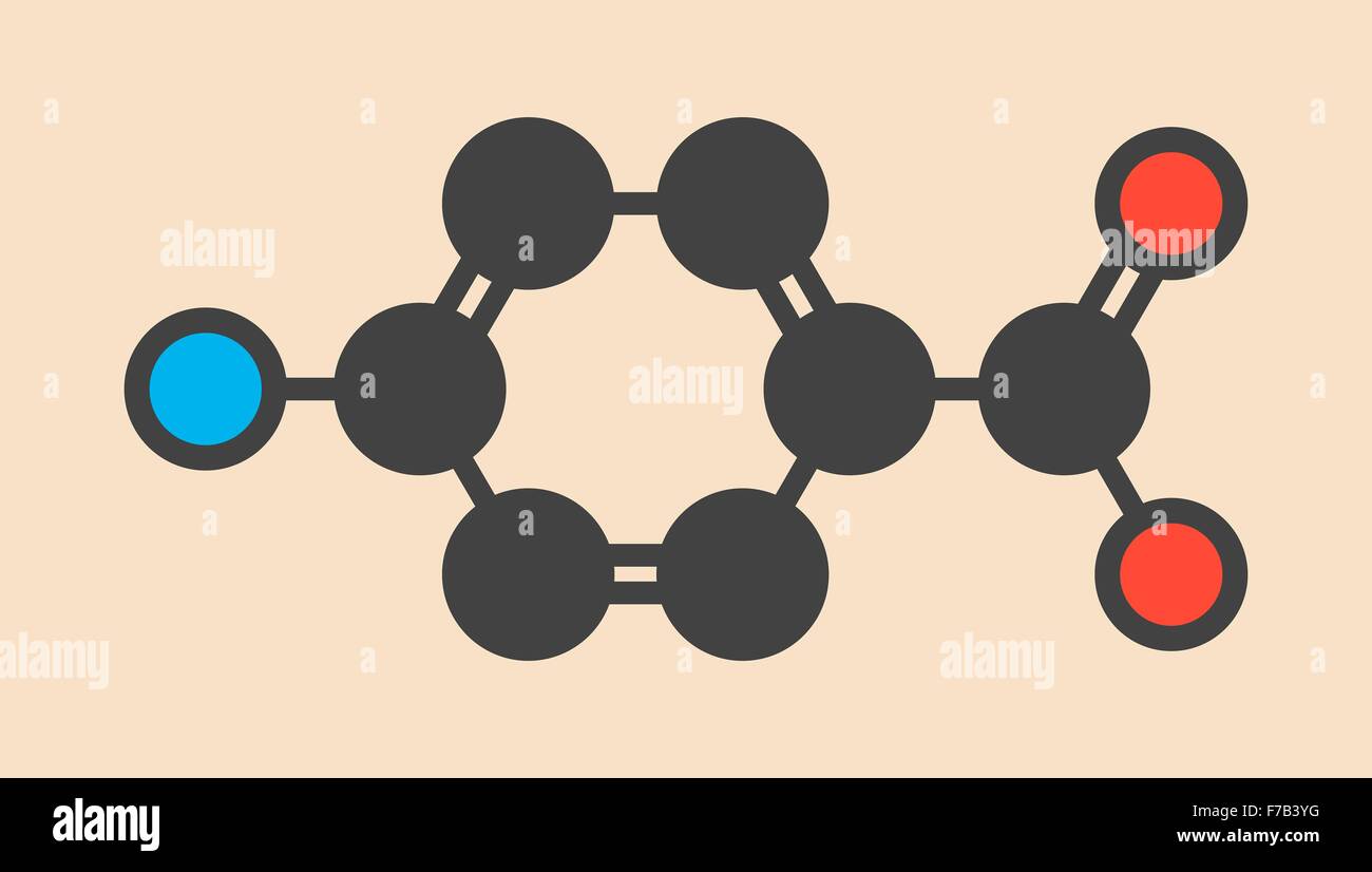 4-Aminobenzoic Säure (PABA, Aminobenzoate) Molekül. Stilisierte Skelettformel (chemische Struktur). Atome werden als angezeigt. Stockfoto