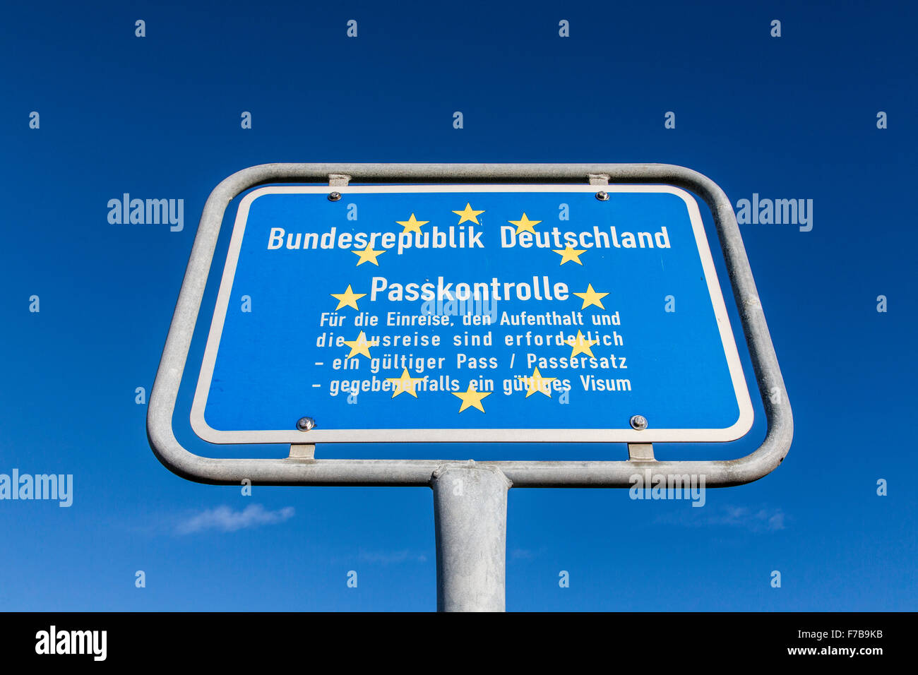 Boarder-Schilder, Deutschland, Europäische Union, Reisepass Regelzone Stockfoto