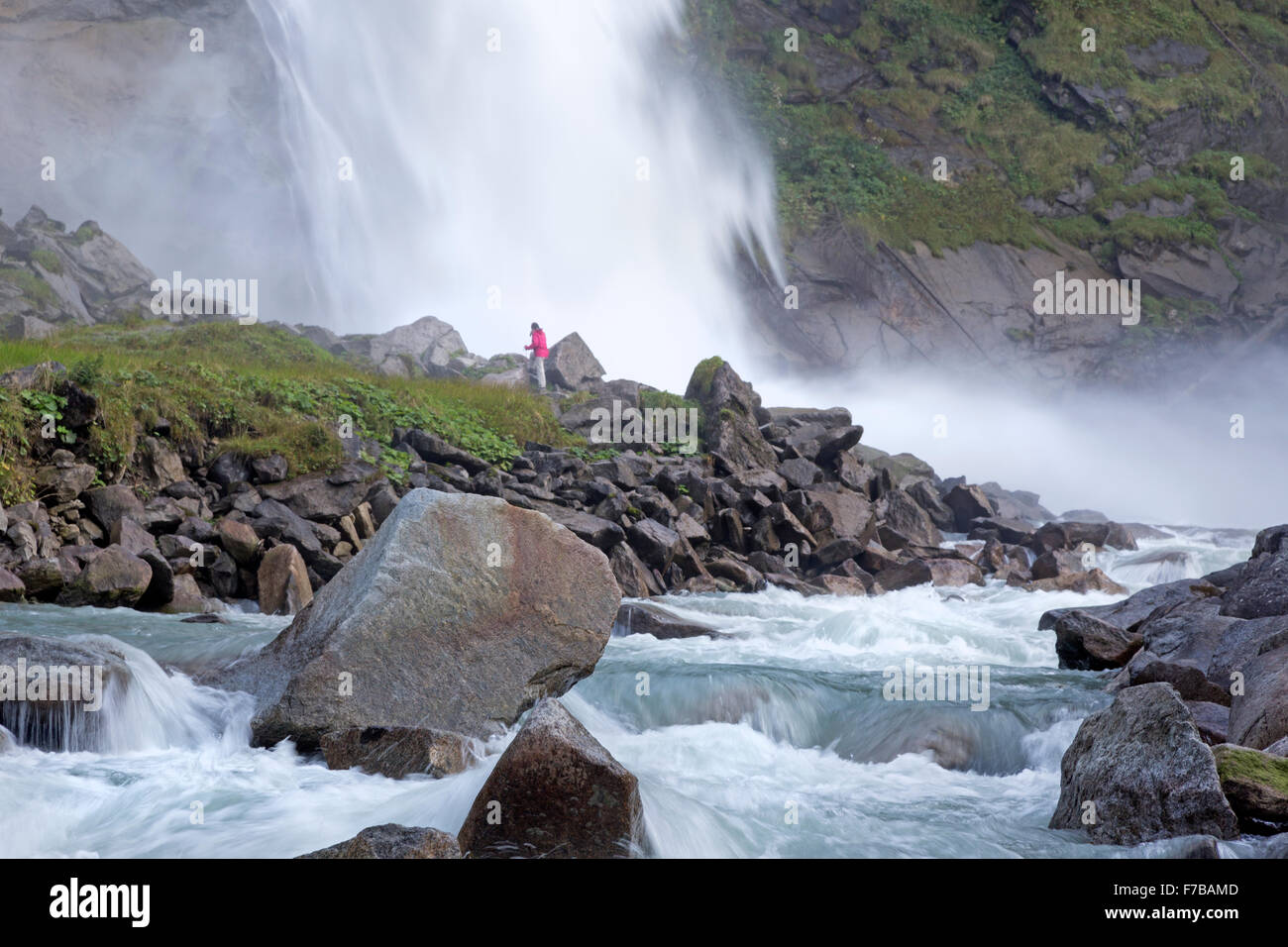 Unteren Krimmler Wasserfall, Krimml, Zell am siehe Bezirk, Nationalpark Hohe Tauern, Salzburg, Austria, Europe Stockfoto