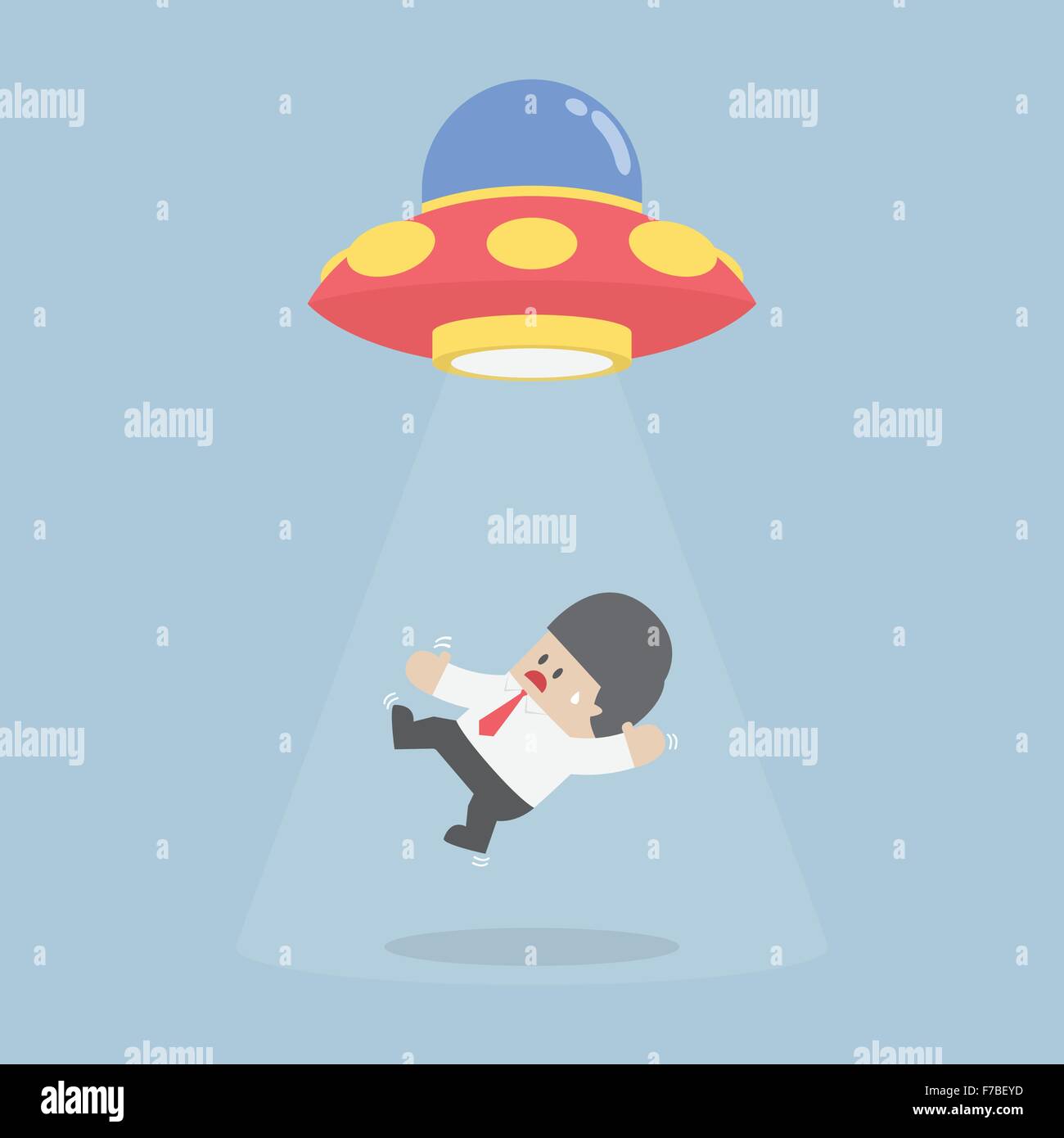 Geschäftsmann entführt von außerirdischen Raumschiffs oder UFO, Vektor, EPS10 Stock Vektor
