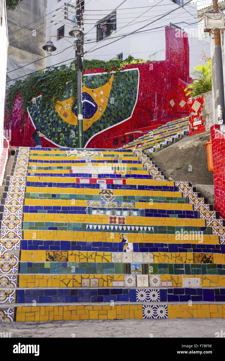 Rio De Janeiro, Santa Teresa, Lapa, Escadeira de Selaron, Escadaria, Brasilien Stockfoto