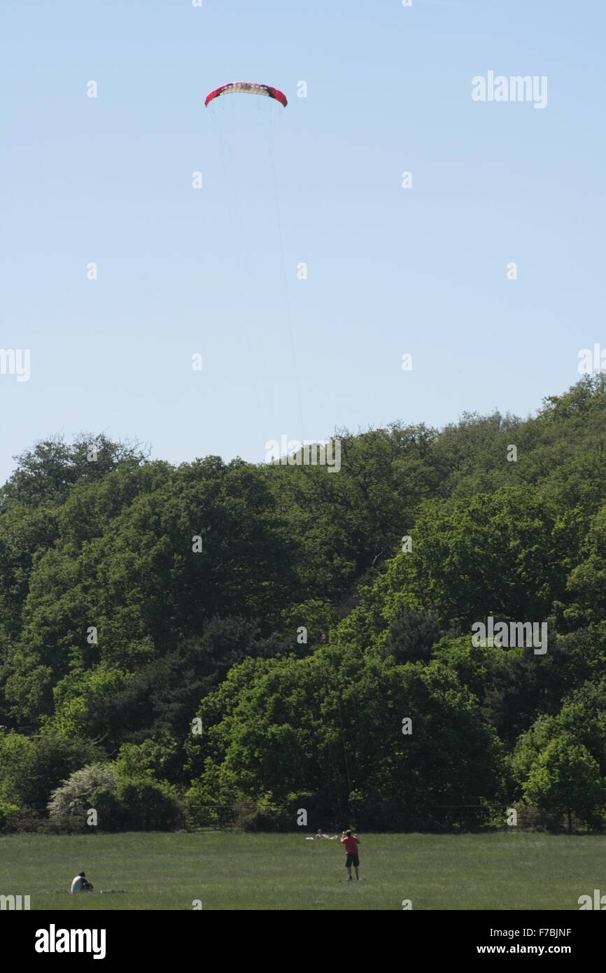 Person, die einen Drachen im Richmond Park, London, UK Stockfoto