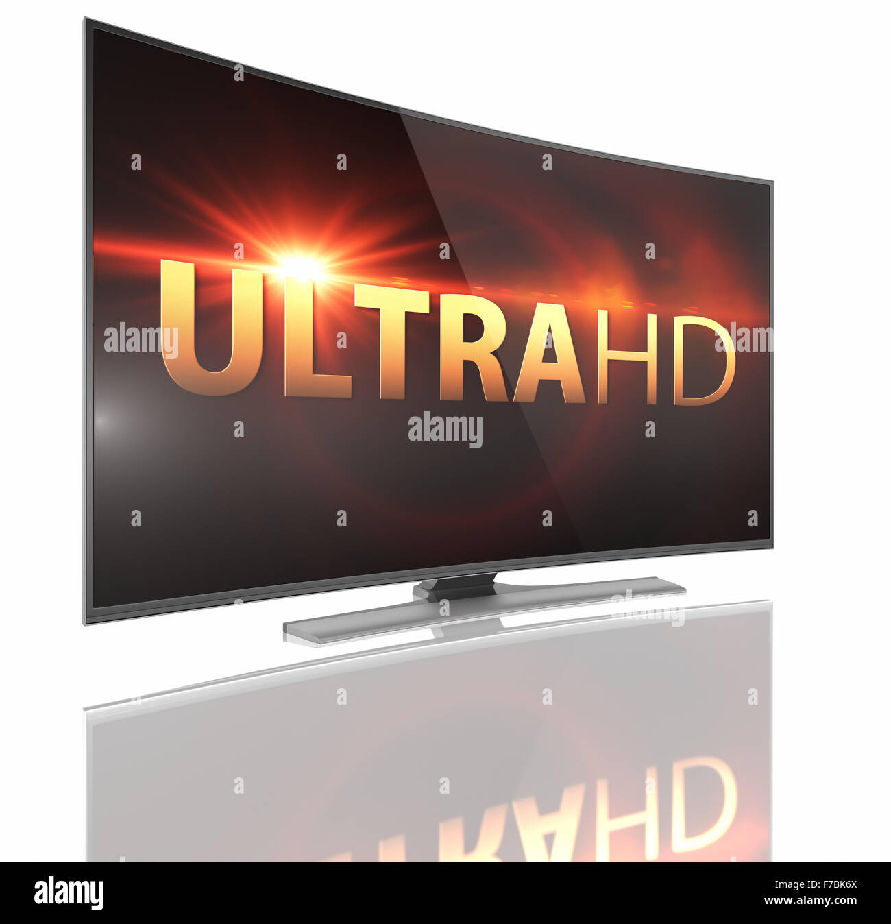 Ultra HD Smart Tv mit Curved Screen auf weißem Hintergrund Stockfoto