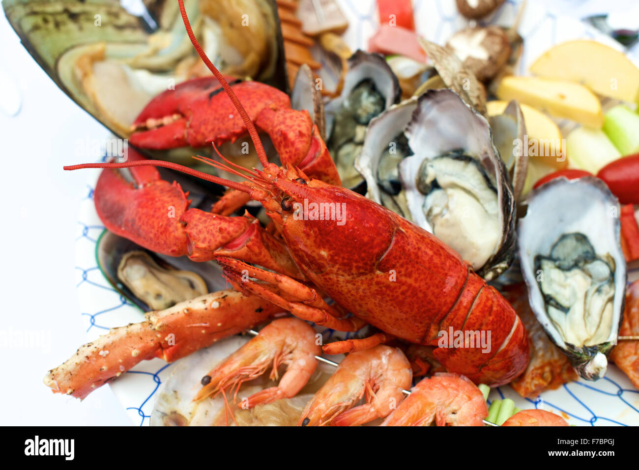 Fisch Hummer auf Tisch im Buffet-restaurant Stockfoto