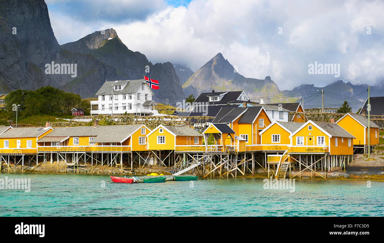 Fischer Häuser Rorbu, Lofoten Inseln, Norwegen Stockfoto