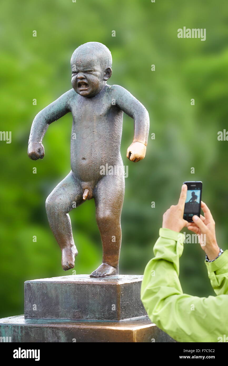 Kleine böse Junge, Gustav Vigeland Skulpturenpark, Oslo, Norwegen Stockfoto