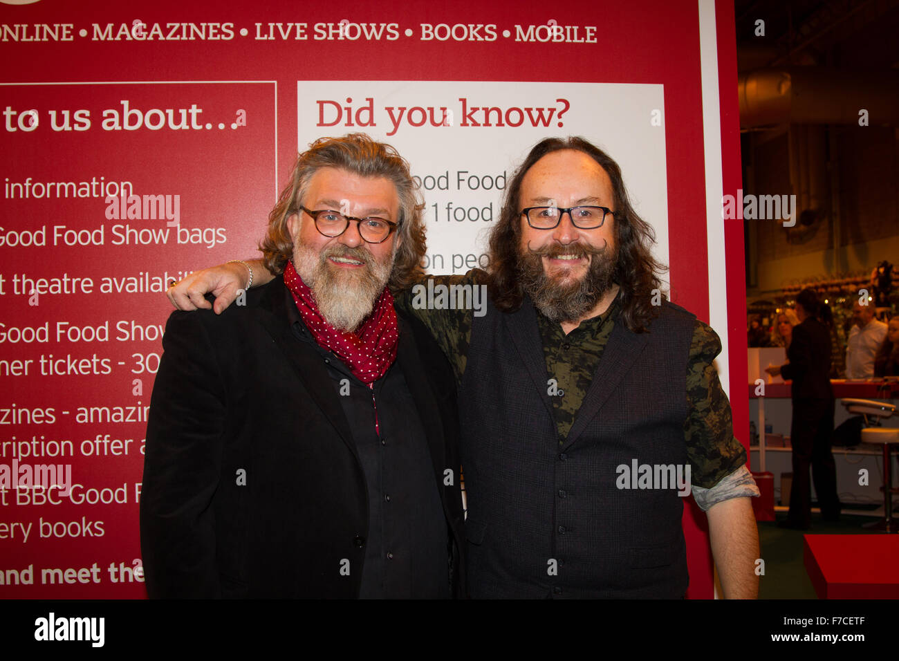 Öffnen Sie behaarte Biker - David Myers und Simon King BBC Good Food zeigen Winter im NEC in Birmingham. Stockfoto