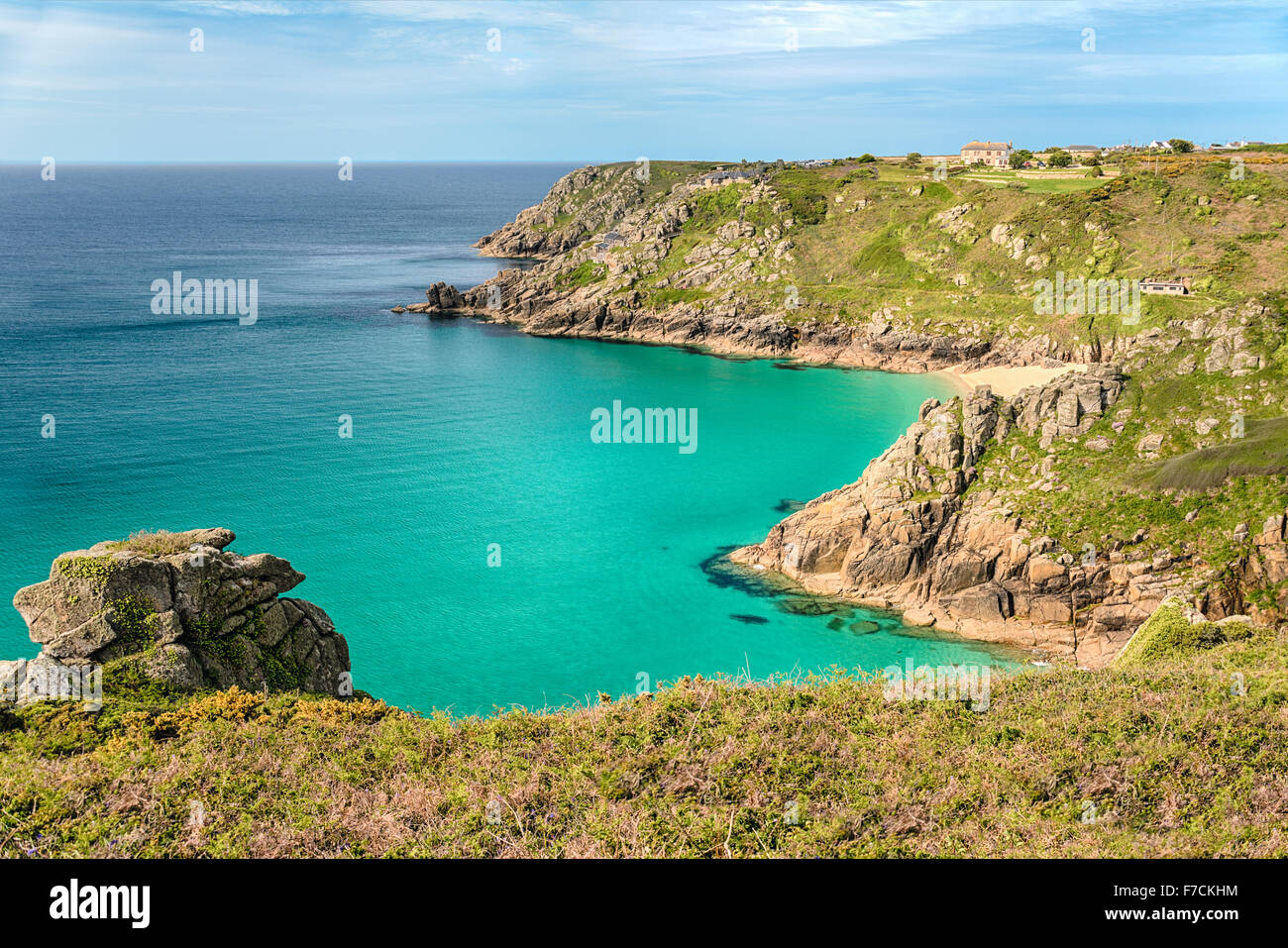 Küste in der Nähe von Porthcurno, Cornwall, England, Großbritannien Stockfoto