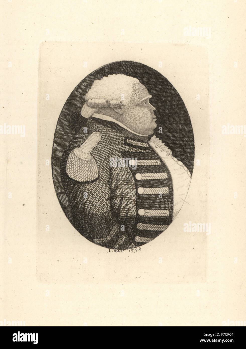 General James Grant von Ballindalloch, Lebemann, starb im Alter von 86 in 1806.Copperplate Kupferstich von John Kay von A Series of Original Portraits und Karikatur Radierungen, Hugh Paton, Edinburgh, 1842. Stockfoto