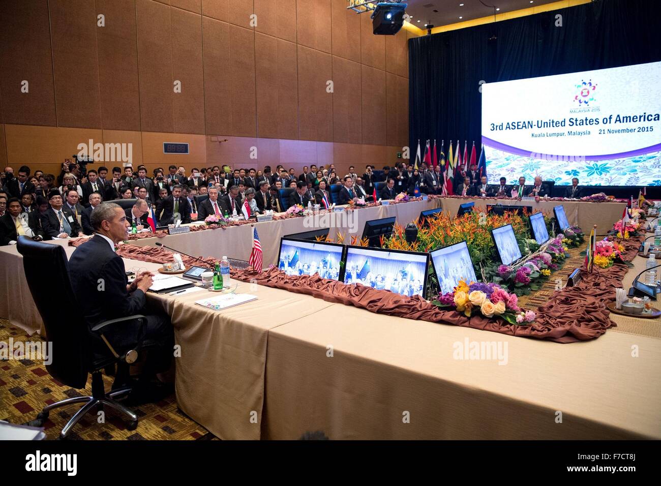 US-Präsident Barack Obama während der Association of Southeast Asian Nation Gipfeltreffen 22. November 2015 in Kuala Lumpur, Malaysia. Stockfoto