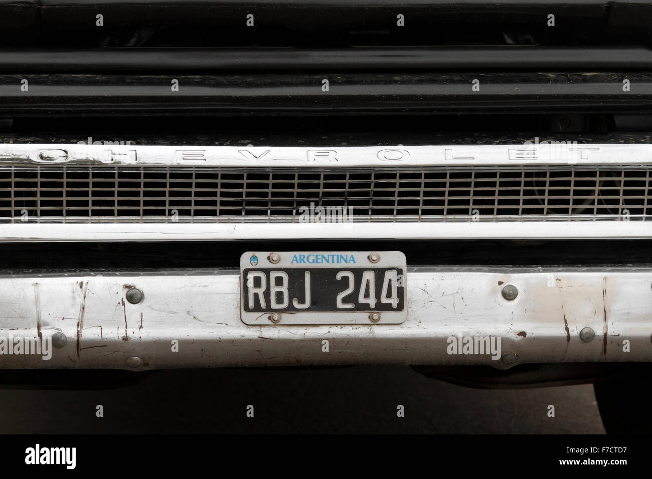 Alten schwarzen Chevrolet Pick-up, Registered in Argentinien. Stockfoto