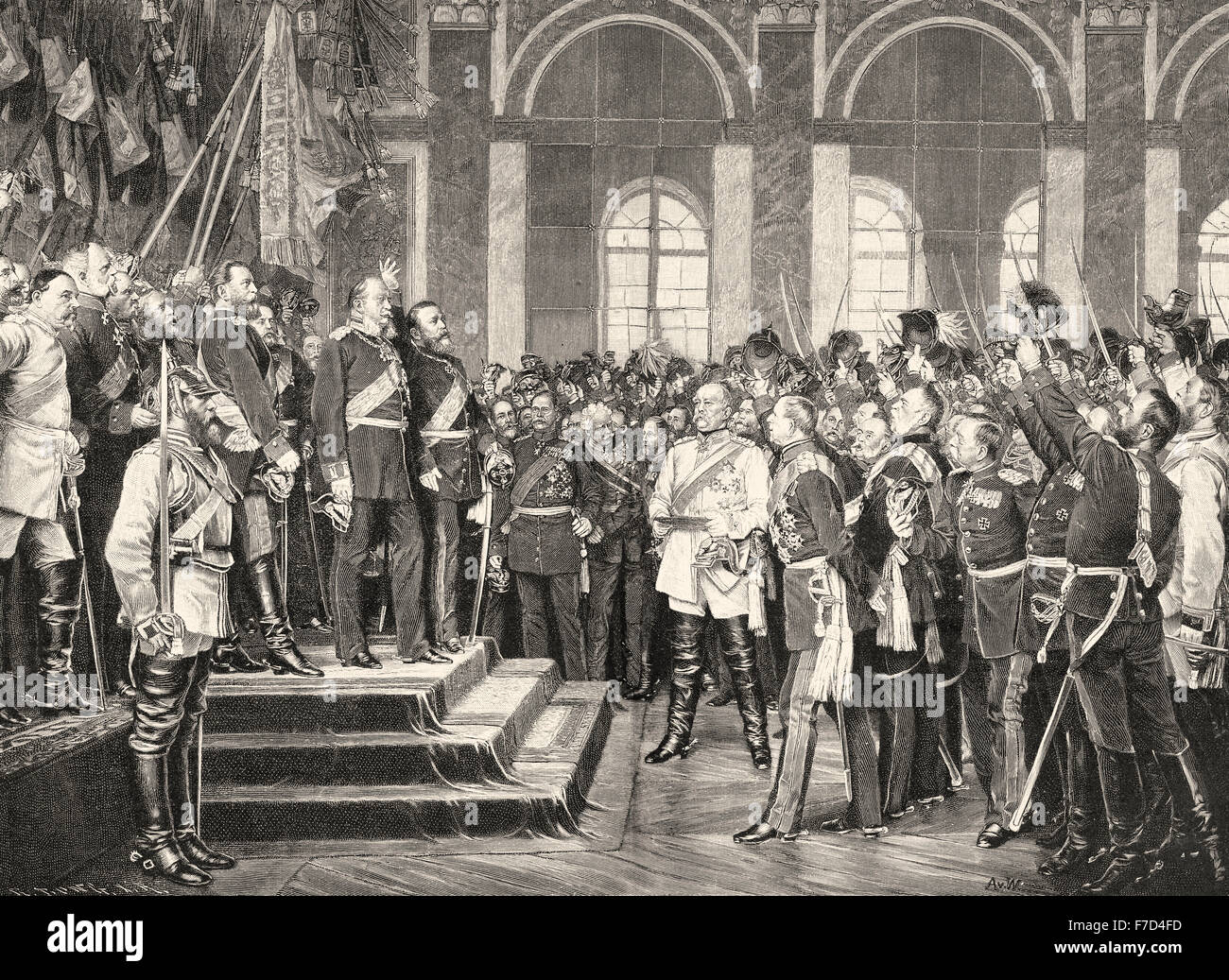 Proklamation des Königs von Preußen, Wilhelm i. oder William I, 1797-1888, deutscher Kaiser, 18. Januar 1871 kaiserliche Proklamation Stockfoto