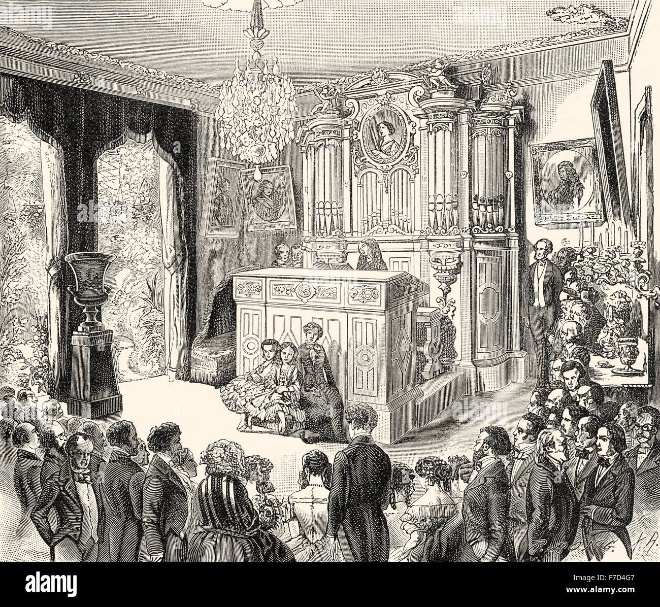 Salon der Mme Viardot, Michelle Ferdinande Pauline García, 1821-1910, eine französische Mezzosopranistin, Pädagoge und Komponist Stockfoto