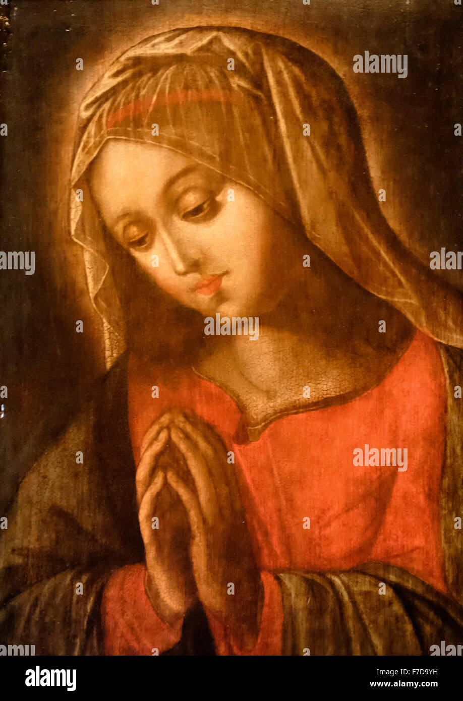 Jungfrau Maria - gemalt von Anhänger von Bernardo Bitti - Peru oder Ecuador um 1600 Stockfoto