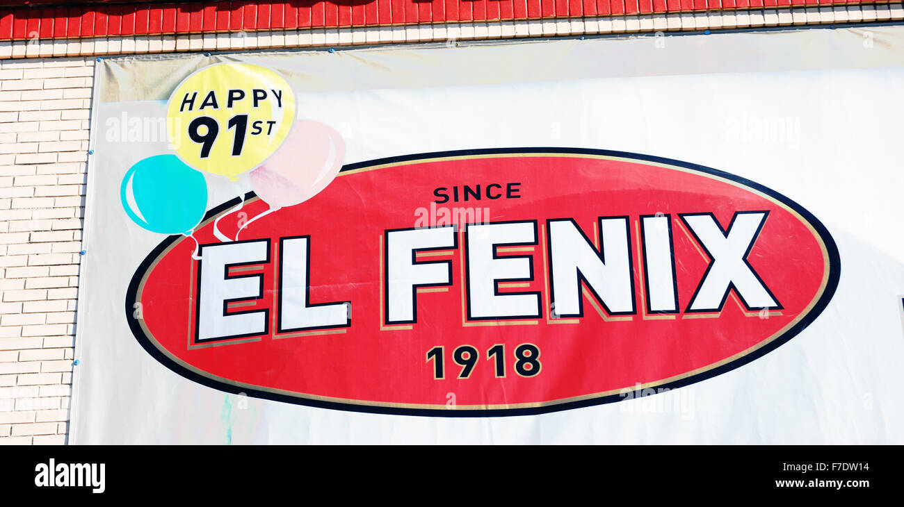 Glücklich 91. Geburtstag El Fenix mexikanisches Restaurant-banner Stockfoto