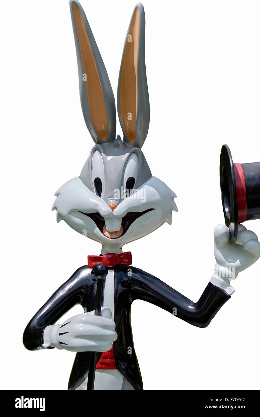 Bugs Bunny Statue, Ausschnitt, weißer Hintergrund Stockfoto