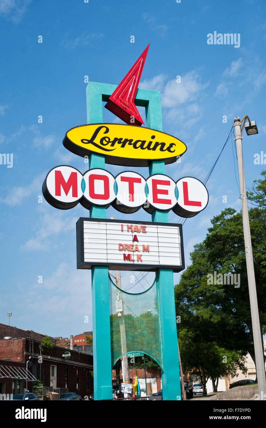 Die Lorraine Hotel in Memphis Tennessee, wo Martin Luther King 1968 ermordet Stockfoto