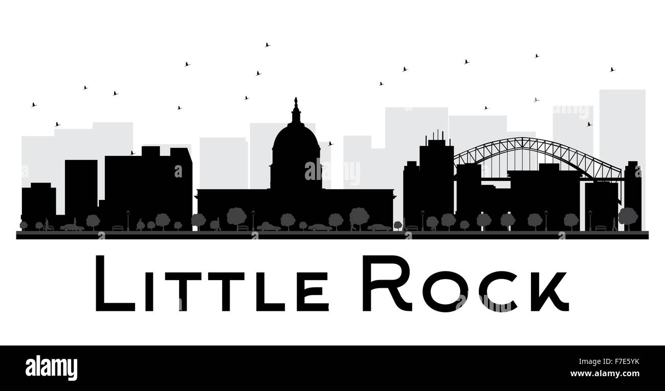 Little Rock City Skyline schwarz-weiß Silhouette. Vektor-Illustration. Einfache flache Konzept für Tourismus Präsentation, Banner, Stock Vektor