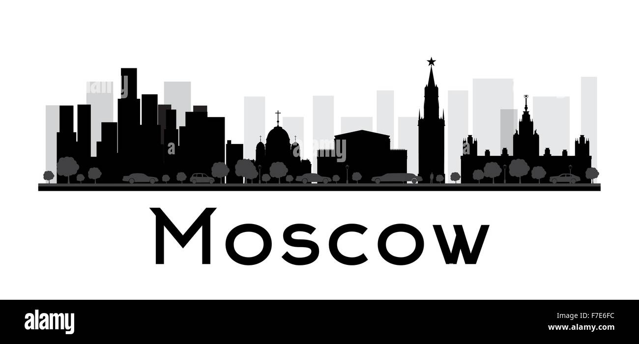 Moscow City Skyline schwarz-weiß Silhouette. Vektor-Illustration. Konzept für Tourismus Präsentation, Banner, Plakat oder web Stock Vektor