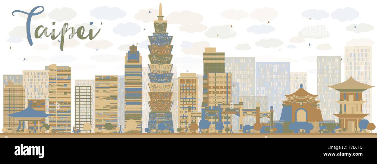 Abstrakte Taipei Skyline mit Farbe Wahrzeichen. Vektor-Illustration. Business-Reisen und Tourismus-Konzept mit modernen Gebäuden. Stock Vektor