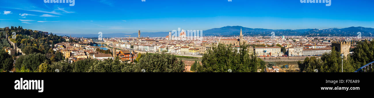 Panorama von Florenz Aussichtspunkt, von dem Hügel, Firenze, Italien Stockfoto