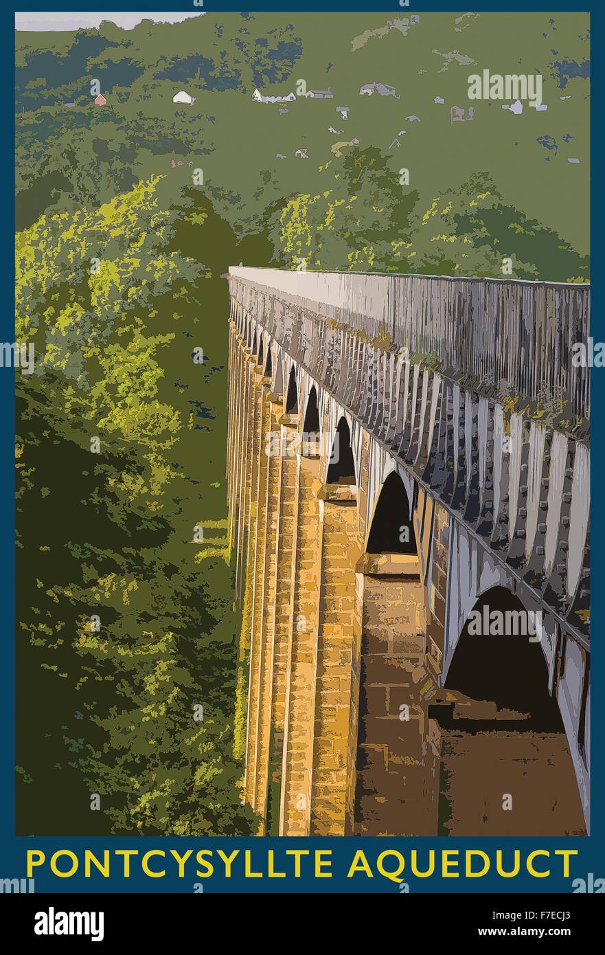Ein Plakat Stil Illustration aus einem Foto der Pontcysyllte Aquädukt, Wrexham, Wales, UK Stockfoto