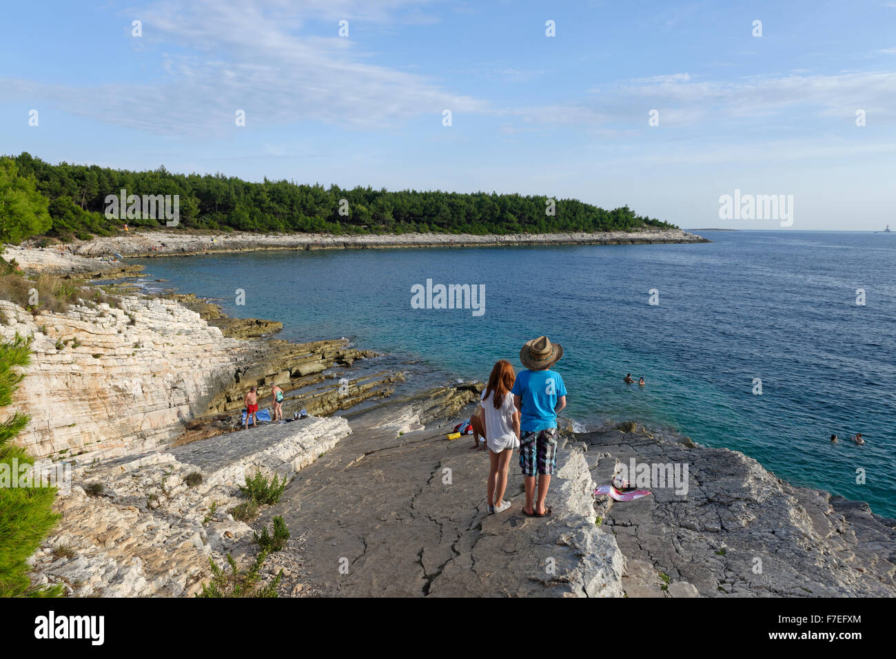 Pinizule Bay, Uvala Pinizule, Cap Kamenjak, Nationalpark in Premantura, Istrien, Kroatien Stockfoto