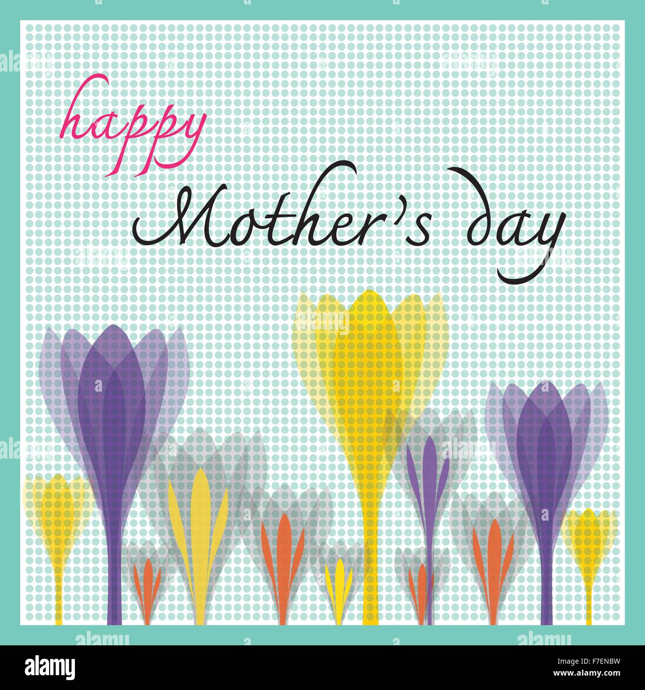 Glücklich Muttertag mit Tulpe und Dot Muster Stock Vektor