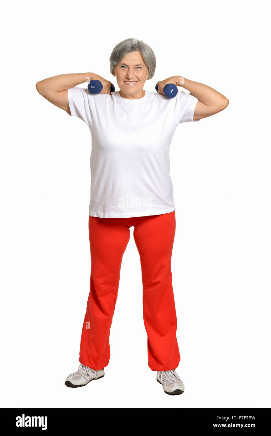 Ältere Frau spielen Stockfoto