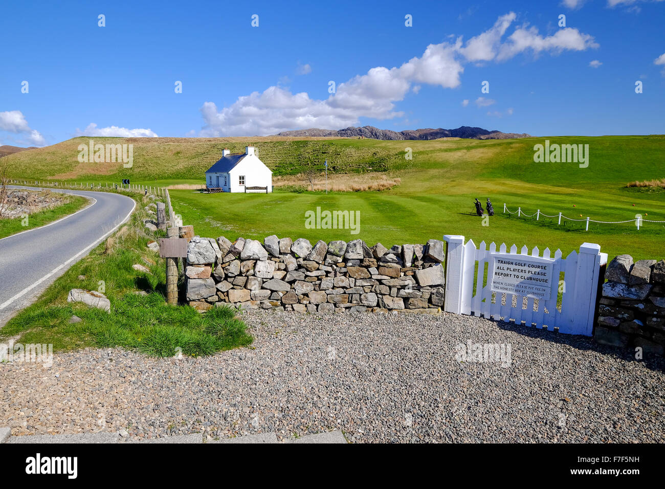 Der malerische Traigh Golfplatz auf der Nord-West Küste von Schottland zwischen Fort William und Mallaig Stockfoto