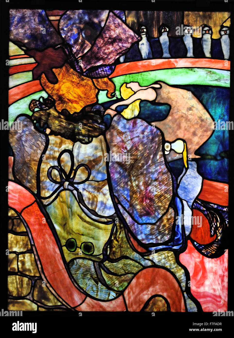 Henri de Toulouse Lautrec 1864-1901 Louis Comfort Tiffany 1848-1933 New Circus, Papa Chrysantheme 1894 Glasmalerei: amerikanische Gläser, Cabochons Frankreich Französisch Stockfoto