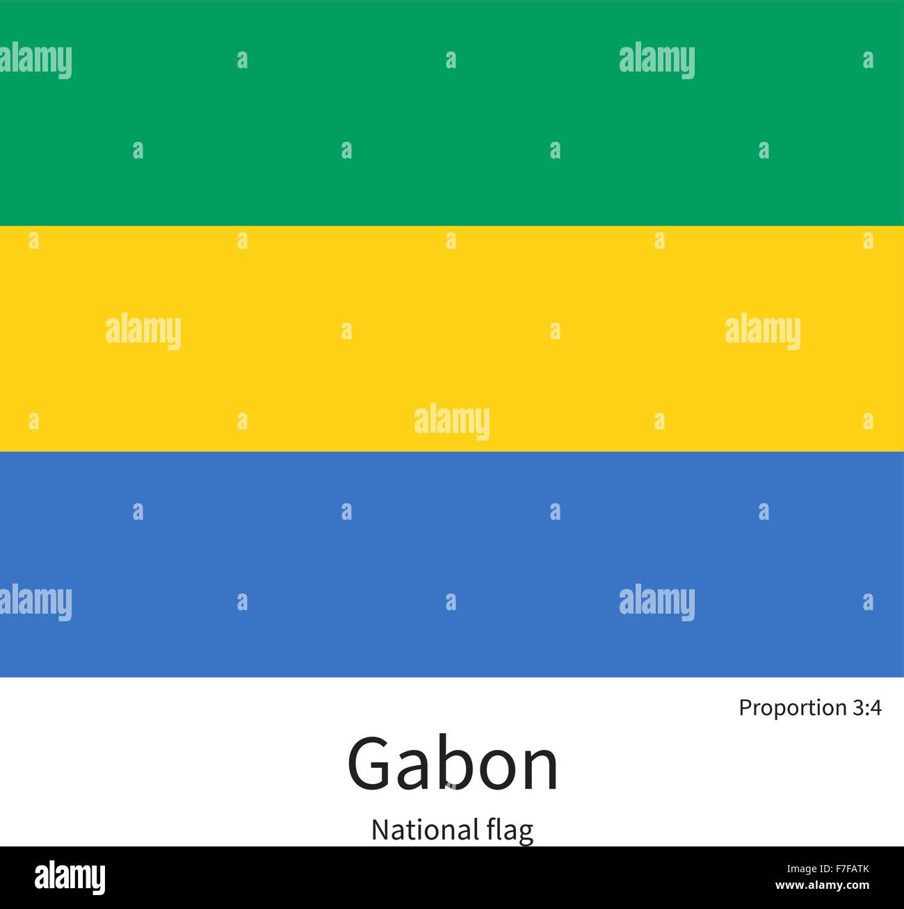 Nationalflagge von Gabun mit korrekten Proportionen, Element, Farben Stock Vektor
