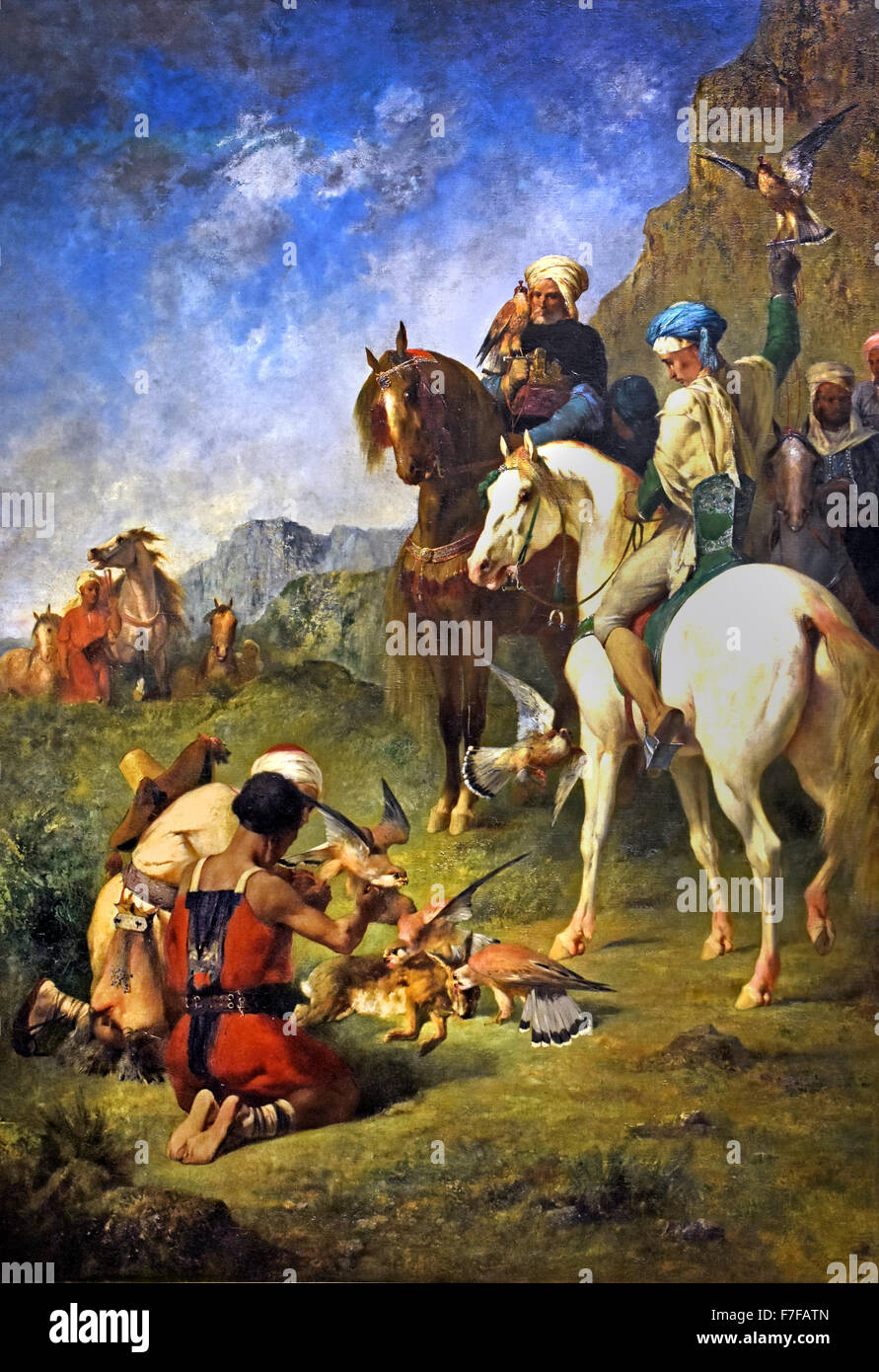 Falknerei in Algerien: die Tötung 1863 Eugene verzichtete 1820-1876 Frankreich Französisch Stockfoto