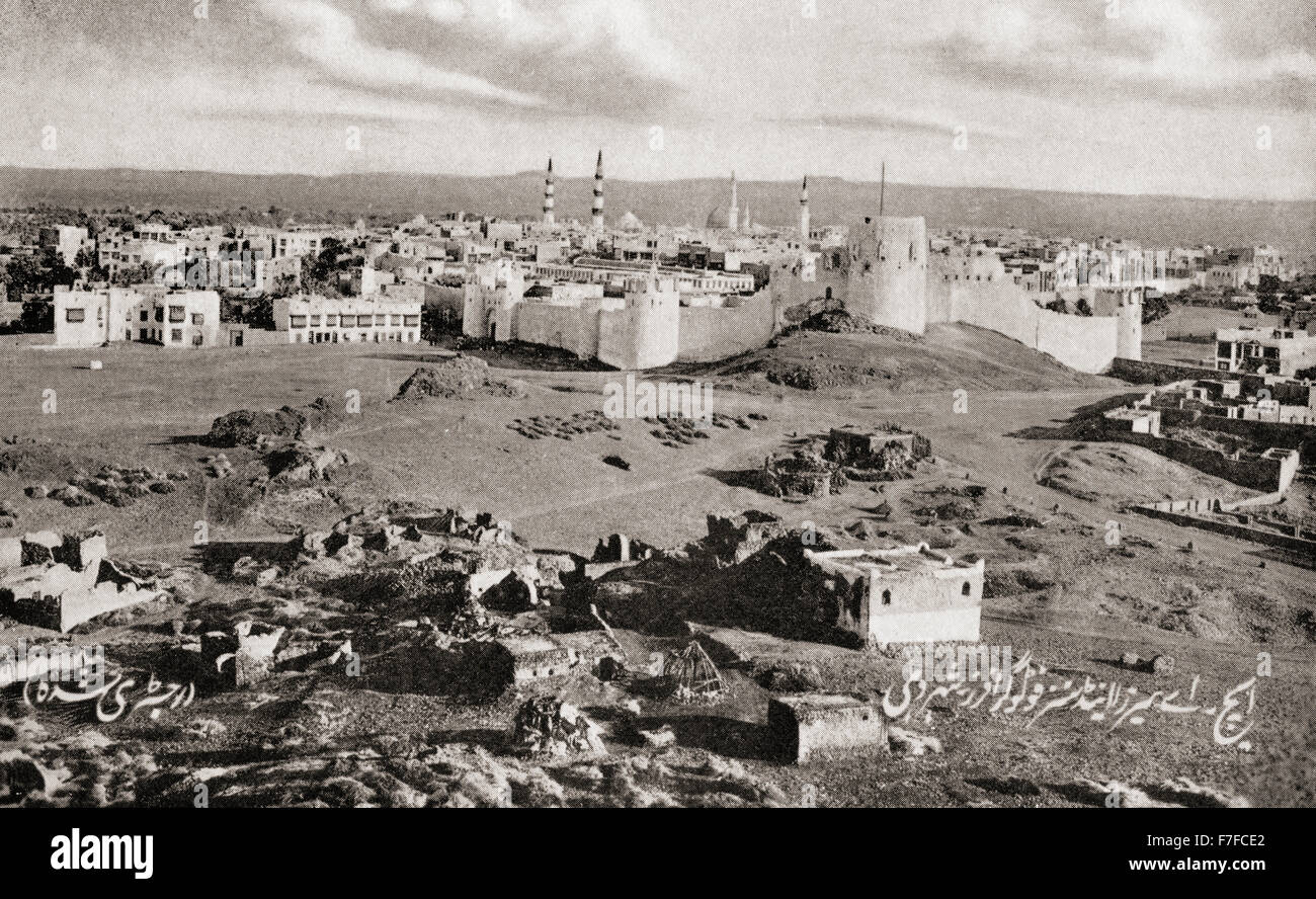 Medina, Saudi-Arabien, um 1915, als es Teil des Osmanischen Reiches war. Stockfoto