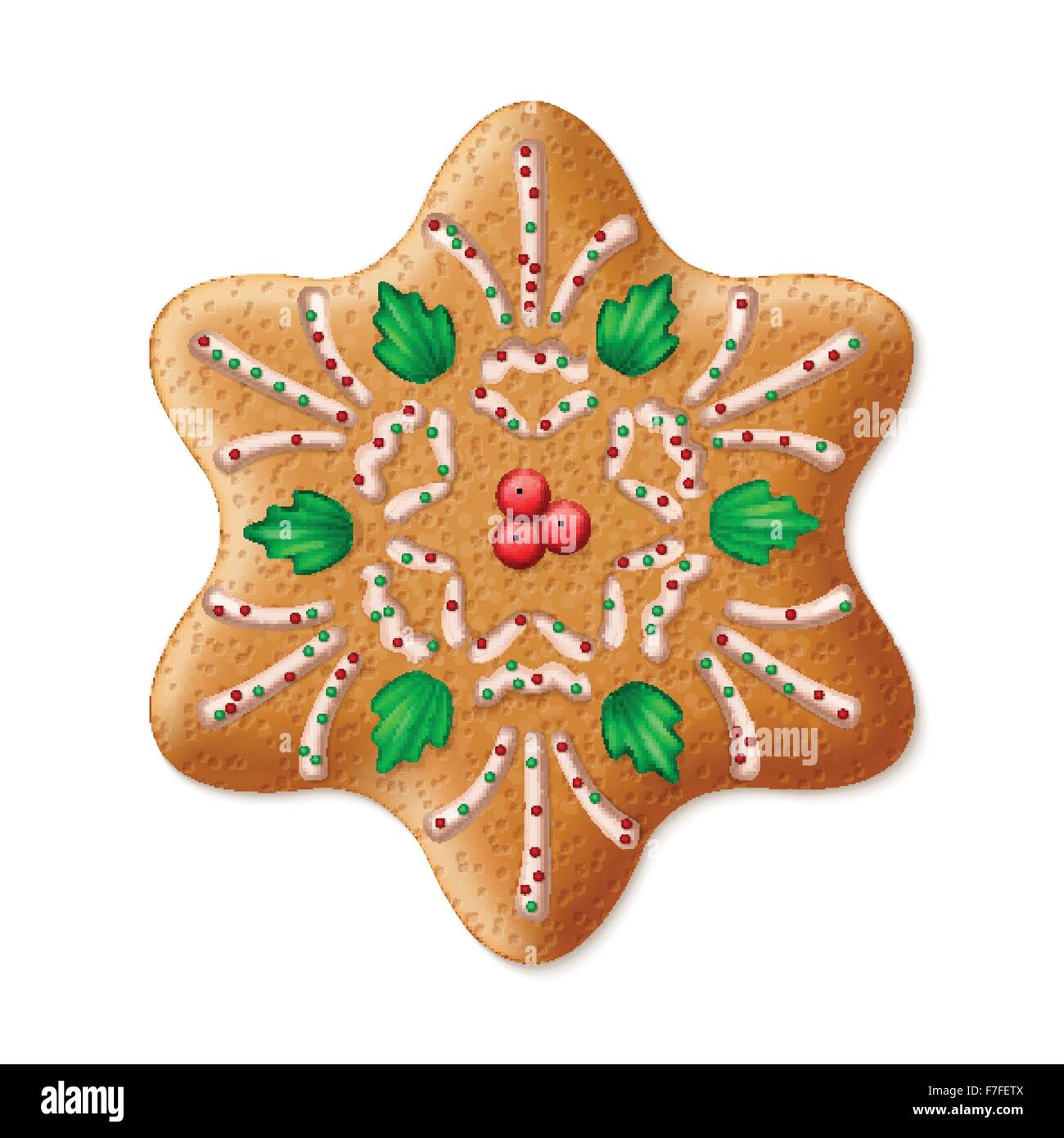 Reich verzierte realistische Vektor traditionelle Weihnachten Lebkuchen Sterne. Vektor-illustration Stock Vektor