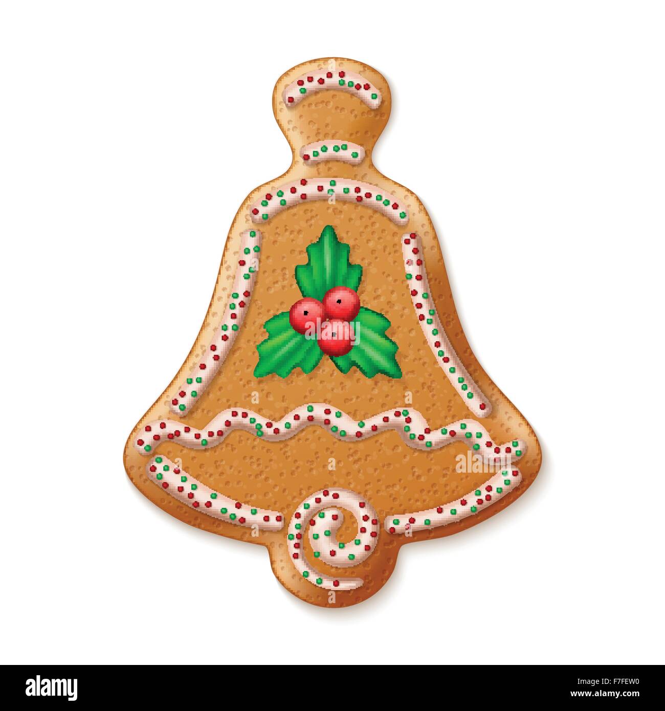Verziert realistische Vektor traditionellen Lebkuchen Weihnachtsglocken. Vektor-illustration Stock Vektor