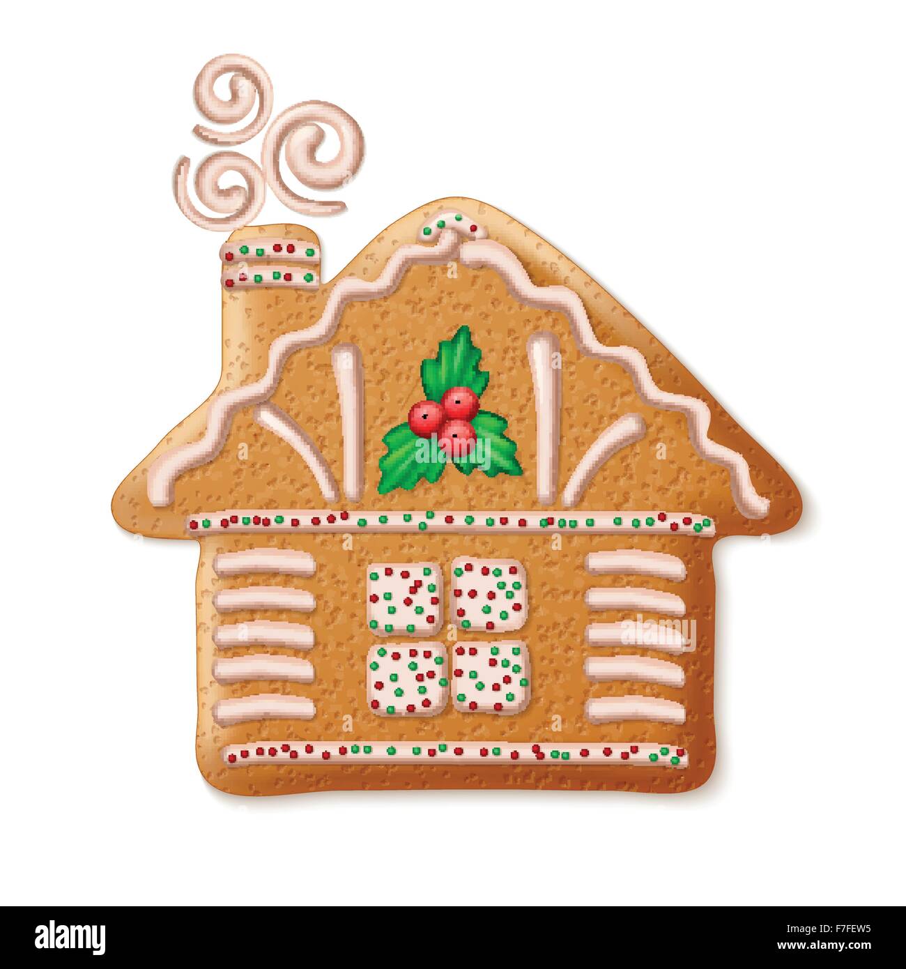 Reich verzierte realistische Vektor traditionelle Weihnachten Lebkuchenhaus. Vektor-illustration Stock Vektor