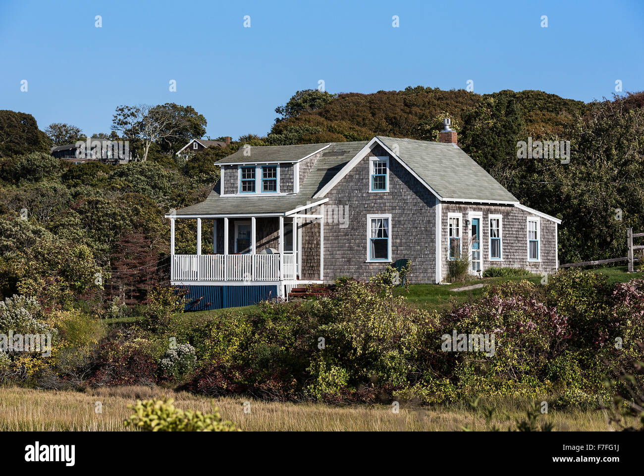 Einfache Kap Haus, Menemsha, Chilmark, Martha's Vineyard, Massachusetts, USA Stockfoto