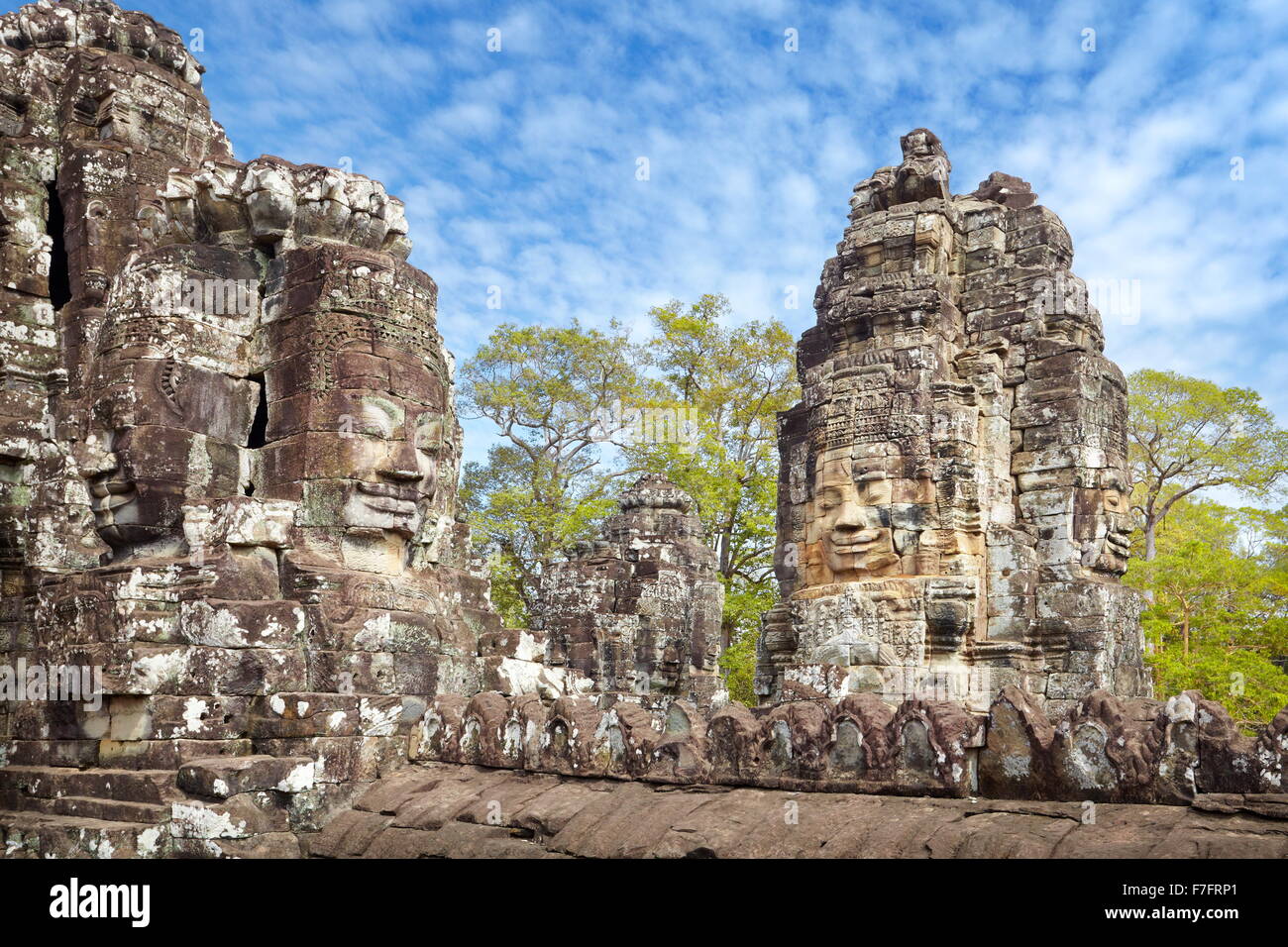 Gesichter der Bayon-Tempel, Angkor Thom, Kambodscha, Asien Stockfoto