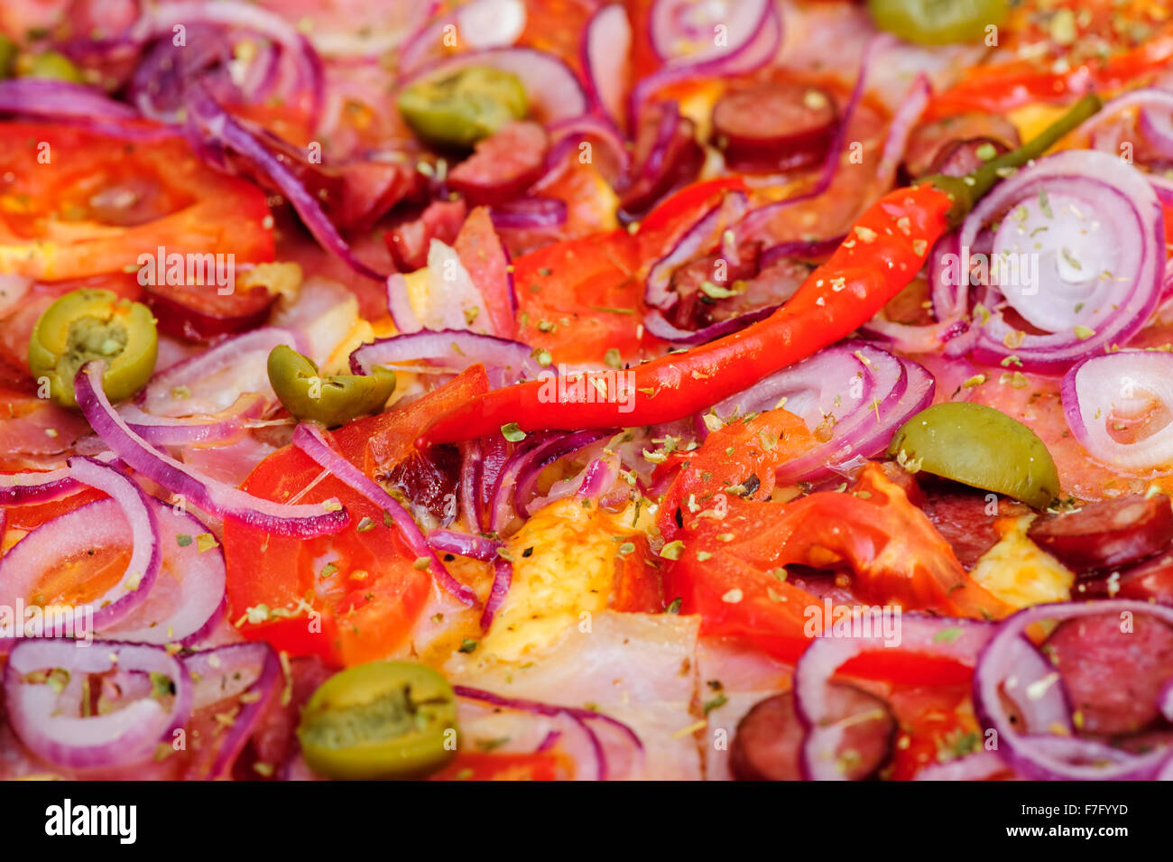 Pizza-Nahaufnahme-Hintergrund Stockfoto