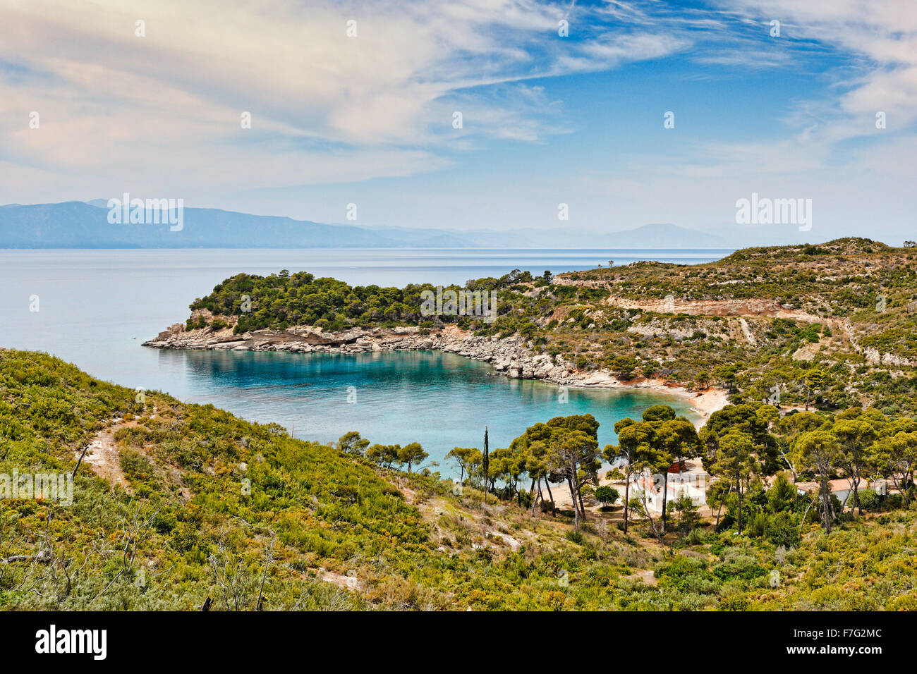 Agia Paraskevi auf der Westseite der Insel Spetses, Griechenland Stockfoto